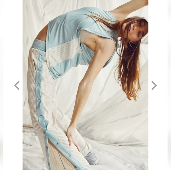 Free People Tops - Free People Light Blue Mesh Paneled Tank Top